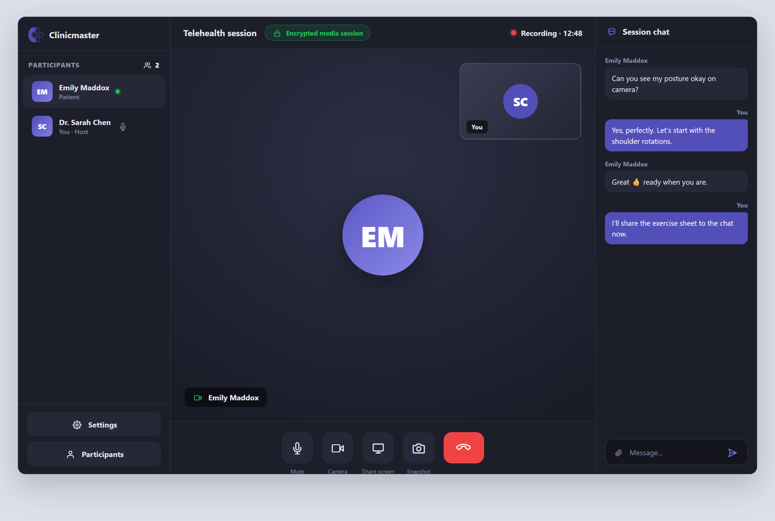 Encrypted virtual care